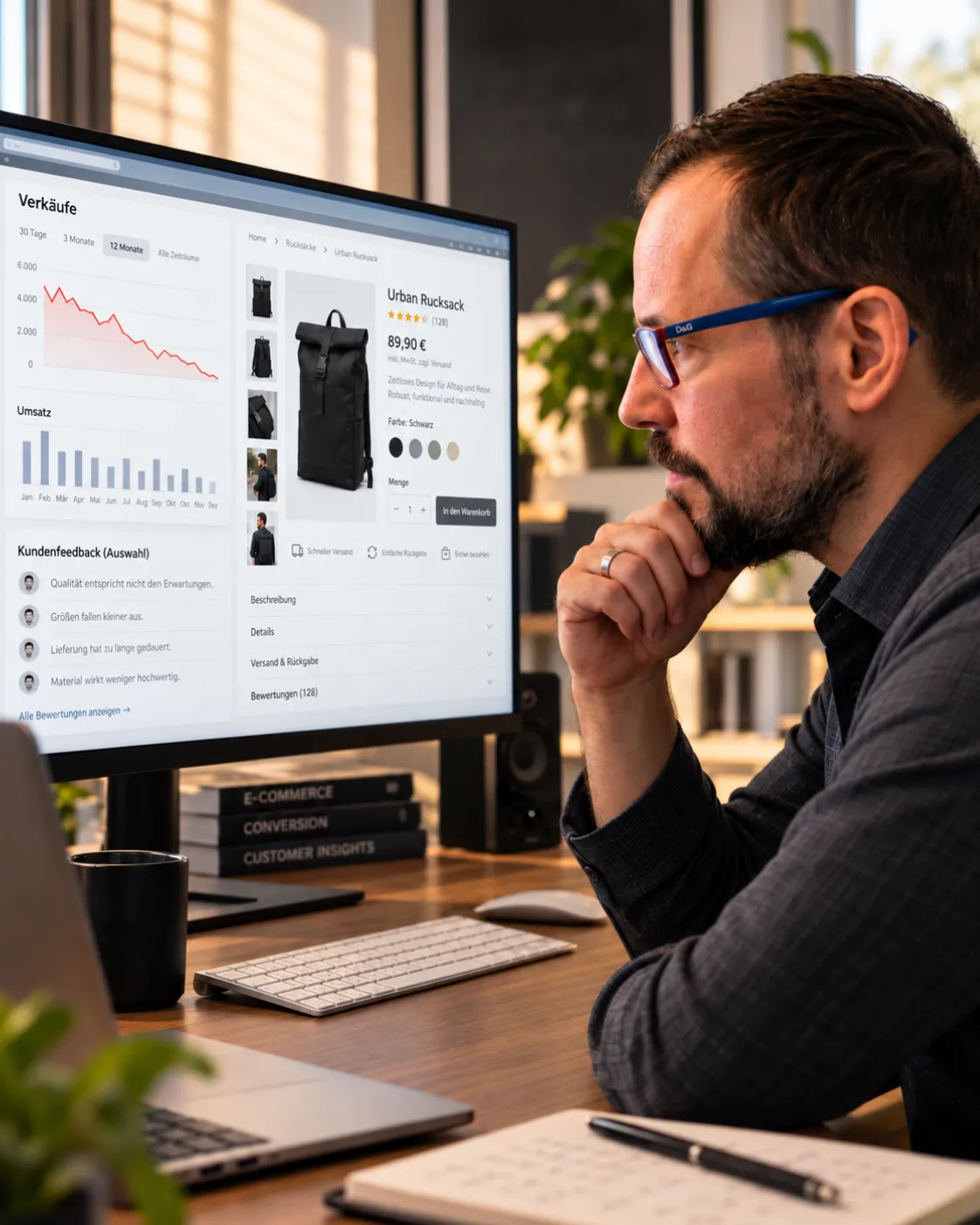 Erik Trinkaus bei der Arbeit an einer Produktanalyse